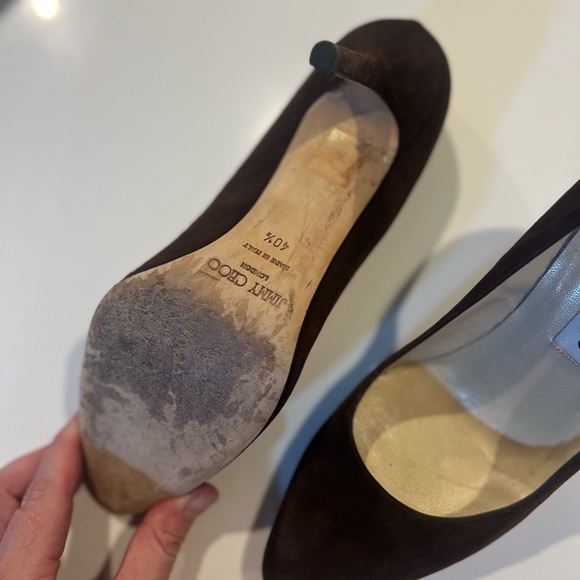 Jimmy Choo Classic Pump 85 40 1/2 Chocolate Suede - Picture 5 of 9